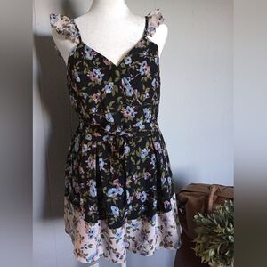 Altar'd State Floral Ruffle Strap Romper with Removable Belt Size Small